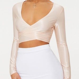 Blush Silky Shimmer Tie Back Top